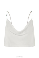 Meshki white beaded straps top